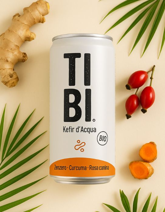 Kefir d'Acqua Zenzero, Curcuma e Rosa Canina (330ml) - TIBI