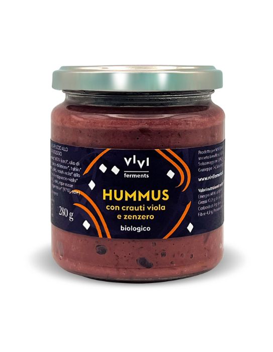 Hummus con Crauti Viola e Zenzero Fermentati - Vivi Ferments